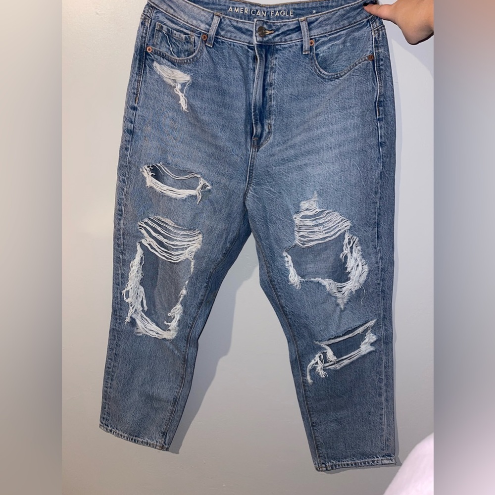 American Eagle Ripped Highest Waisted Mom Jeans (12 Short)